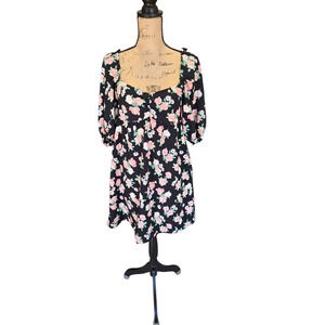 Divided H&M puff sleeve floral mini dress, size small